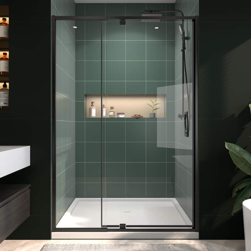 Modland 48"x71" Pivot Swing Semi-Frameless Shower Door with 1/4" Tempered Clear Glass