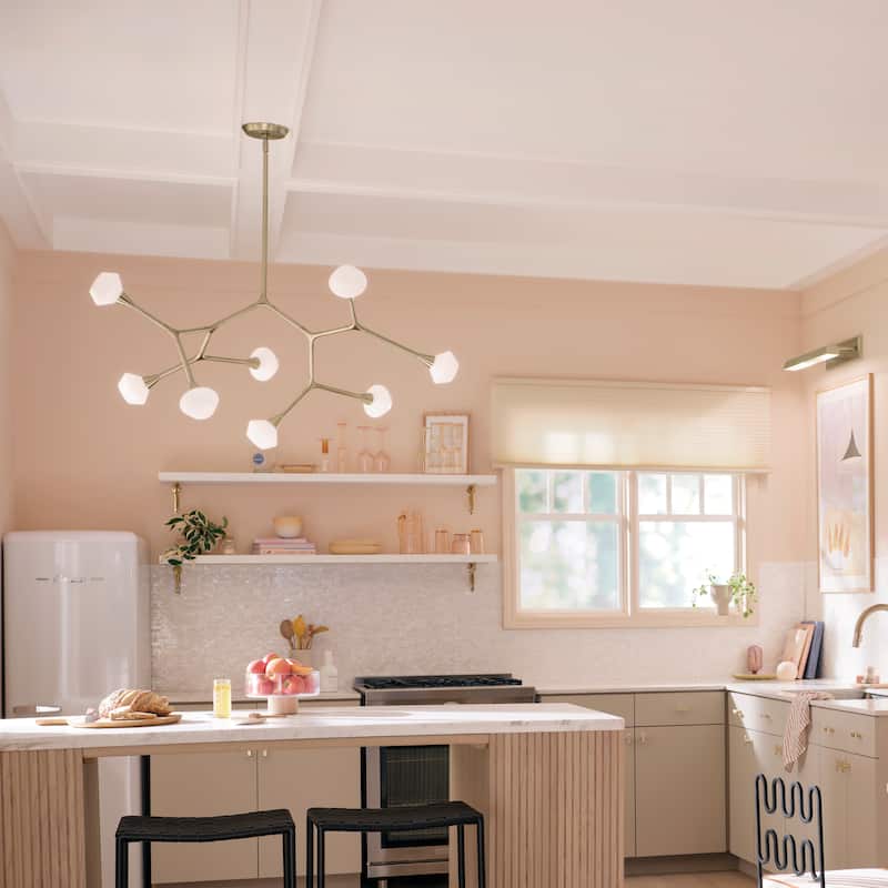 Cassius 52.5 Inch 8 Light Convertible Chandelier with Opal Glass in Champagne Bronze