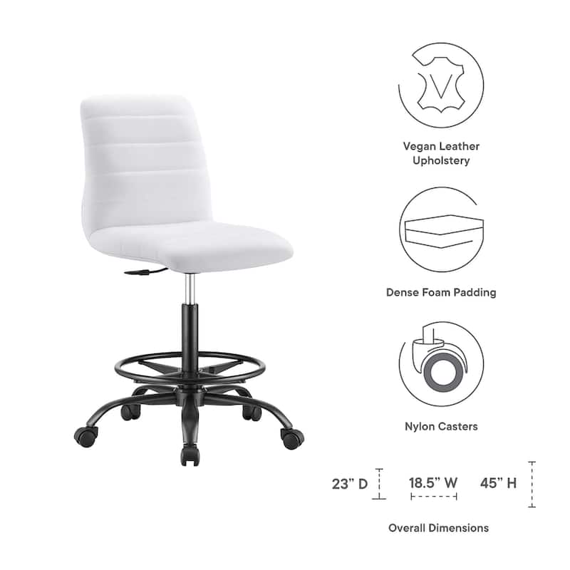 Ripple Armless Vegan Leather Drafting Chair