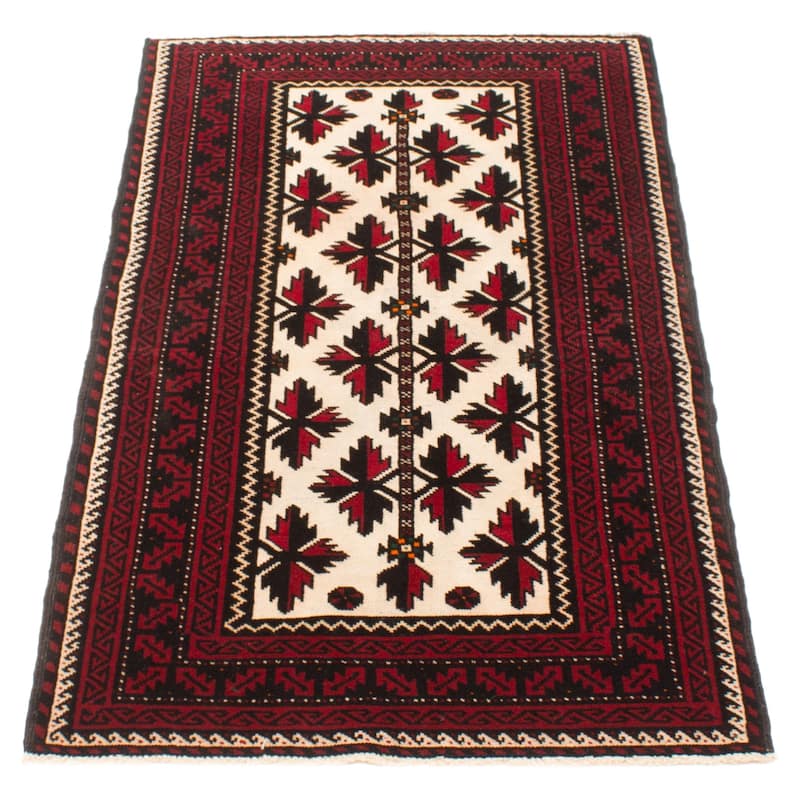 ECARPETGALLERY Hand-knotted Teimani Red Wool Rug - 3'4 x 6'3