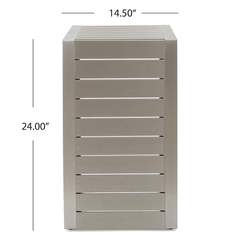 Cape Coral Outdoor Aluminum 3 Piece Chat Set with C Shaped Table by Christopher Knight Home