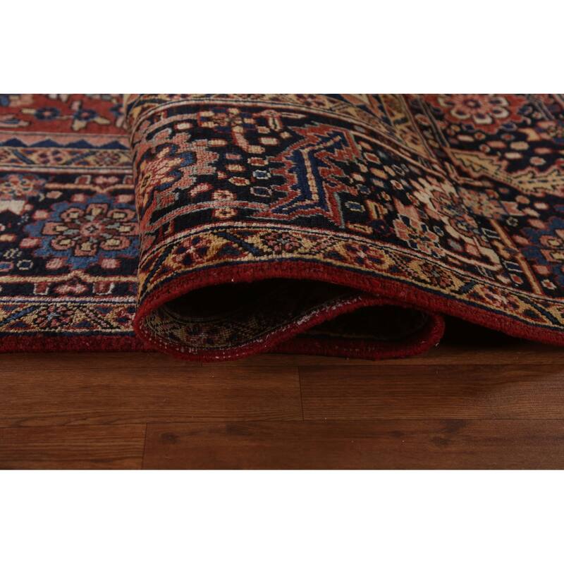 Vintage Vegetable Dye Persian Heriz Area Rug Hand-knotted Wool Carpet - 9'9" x 13'1"