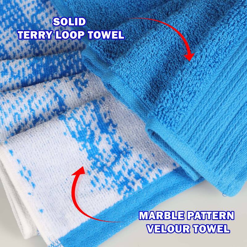 Superior Cotton Quick-Drying Solid and Marble 8 Piece Towel Set