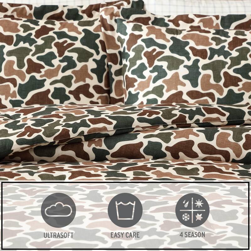 Eddie Bauer Mod Camo Reversible Brown Comforter Bonus Set