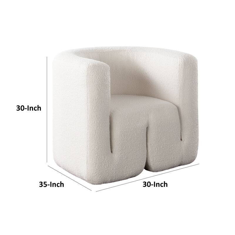 Contemporary Accent Chair, Extra Soft Ivory Boucle, 35 Inch
