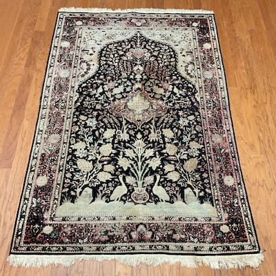 HERAT ORIENTAL Handmade Kashmiri Wool Rug - 4'2" x 6'