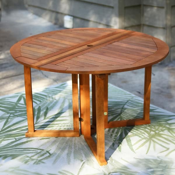 Malaysian Hardwood Folding Gateleg Patio Round Dining Table - Bed Bath ...