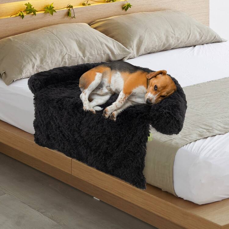 Plush Calming Dog Couch Bed with Anti-Slip Bottom