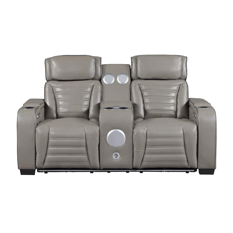 Arbor 73" Leather Power Double Reclining Loveseat with Center Console