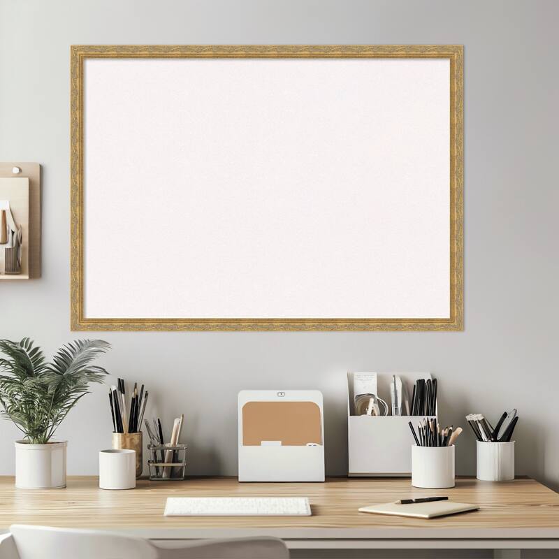 Mila Dark Gold Wood Framed Cork Board - Bulletin Board, Organization Board, Pin Board