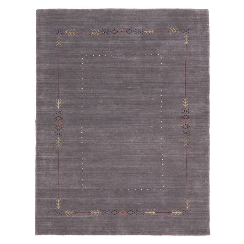 ECARPETGALLERY Hand Loomed Kashkuli Gabbeh Dark Grey Wool Rug - 5'3 x 6'11
