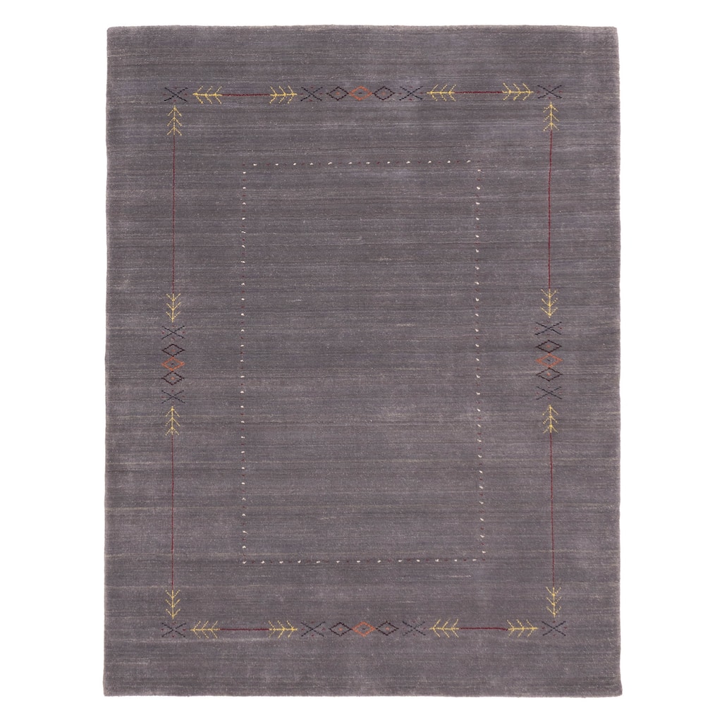ECARPETGALLERY Hand Loomed Kashkuli Gabbeh Dark Grey Wool Rug - 5'3 x 6'11