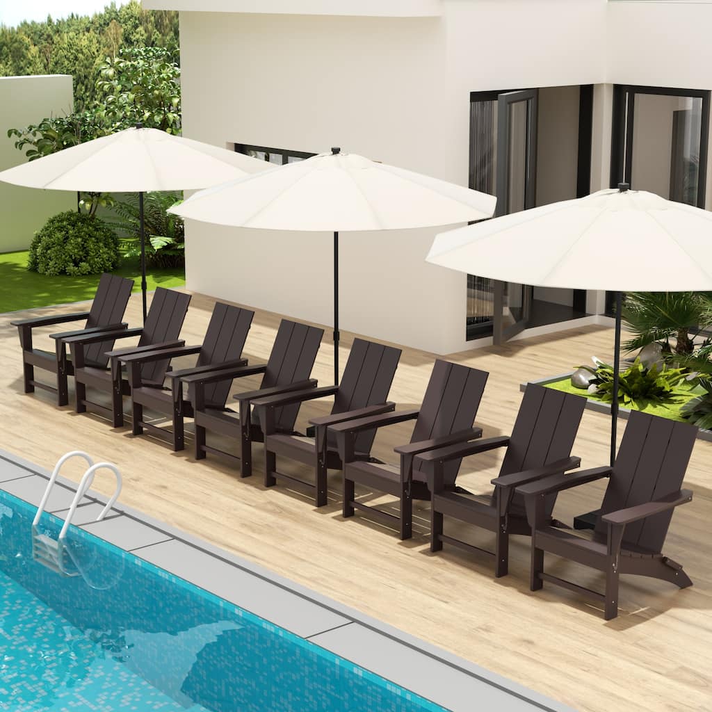 Shoreside Modern Poly Folding Eco-Friendly All Weather Adirondack Chair (Set of 8)