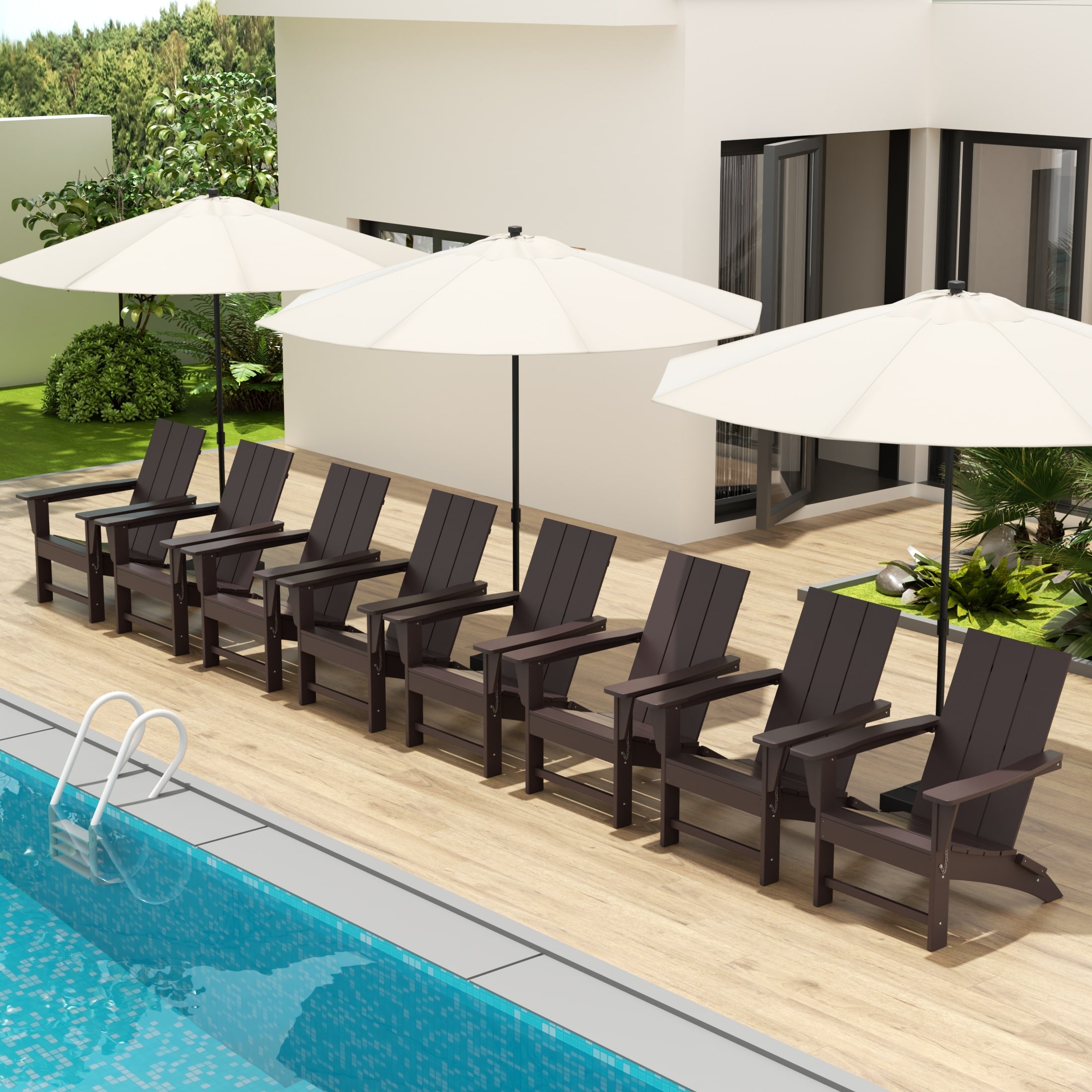 Shoreside Modern Poly Folding Eco-Friendly All Weather Adirondack Chair (Set of 8)