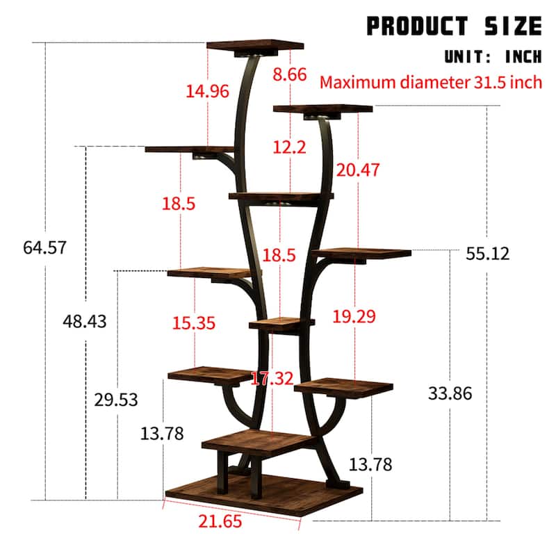 Metal Plant Holder Stand with Grow Lights for Home