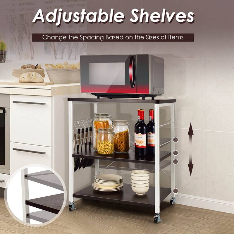 Costway 3-Tier Kitchen Baker's Rack Microwave Oven Storage Cart w/ - See details