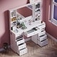 preview thumbnail 22 of 32, White/ Black Makeup Vanity with Lighted Mirror,Extra Large Vanity Desk with 9 Drawers,European Style Vanities
