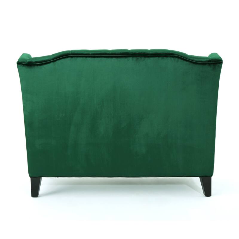 Luxury Velvet Emerald Loveseat with Button Tufted, Upholstered Sofa Couch 2-Seater Settee with Wingback