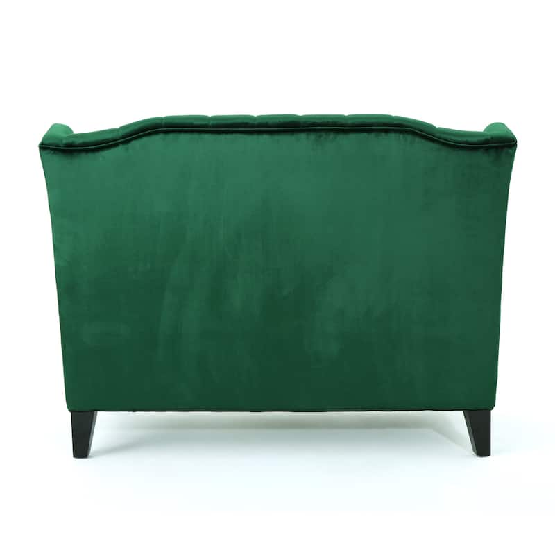Velvet Button Tufted High Wingback Loveseat Sofa