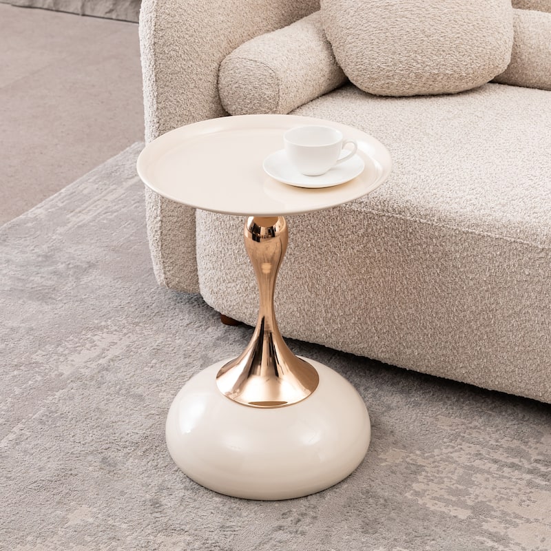 Mermaid Tail End Coffee Table Round Side Table, Modern Metal Pedestal Table, Minimalist Accent Table For Small Spaces