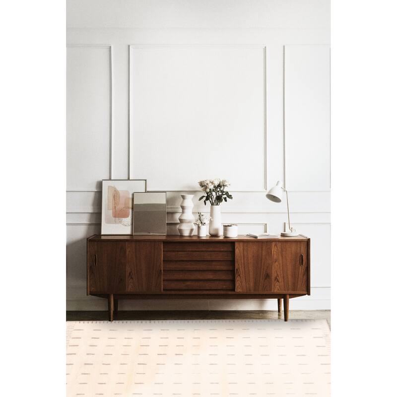 ECARPETGALLERY Hand-knotted Tangier Cream Wool Rug - 5'3 x 7'4