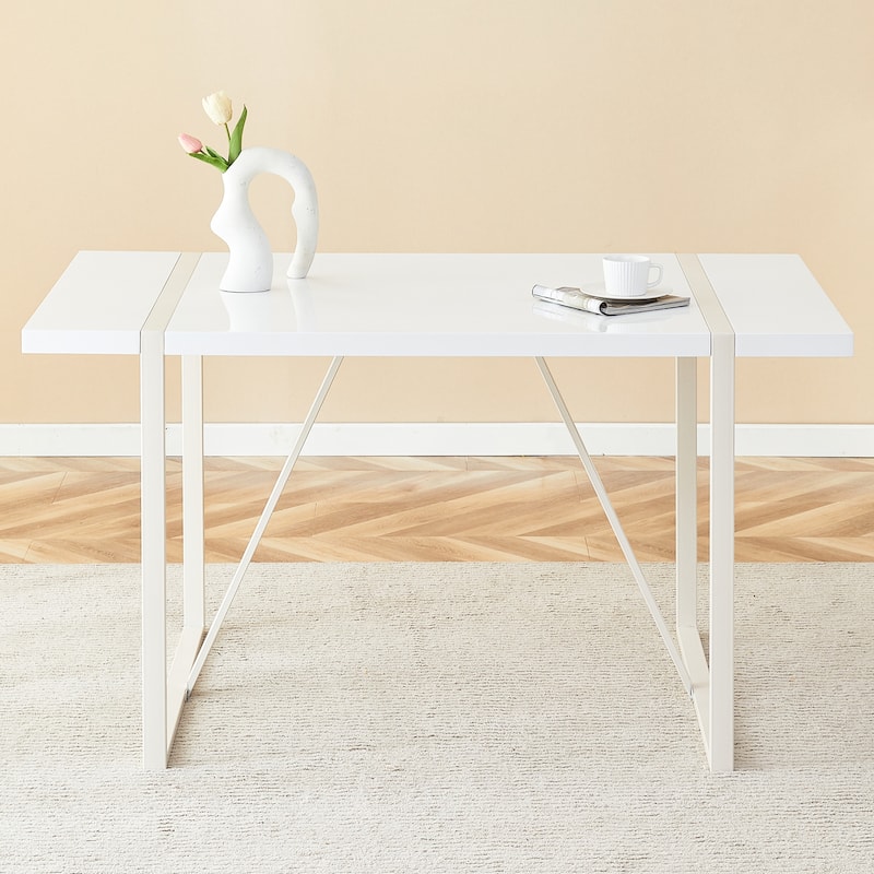 ​Modern Dining Table with Cream Top and Quick Assembly for Urban Homes Compact Kitchens and Multi Use​