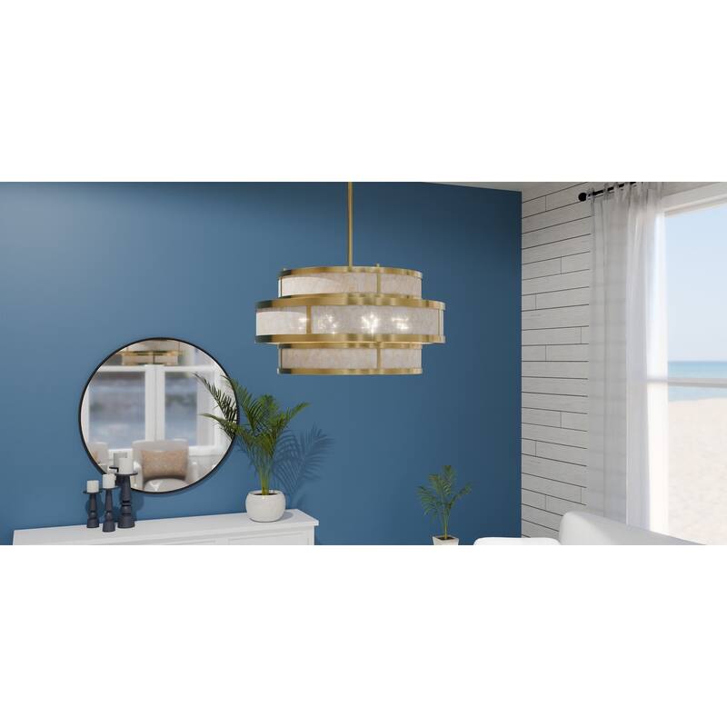 Stoneland 6-Light Brushed Gold Pendant Light