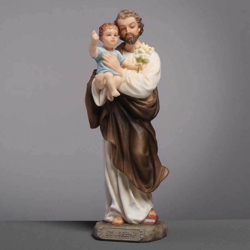 6.3 inches Height Polyresin Saint Joseph Holding Baby Jesus Multicolor Finish Figurine