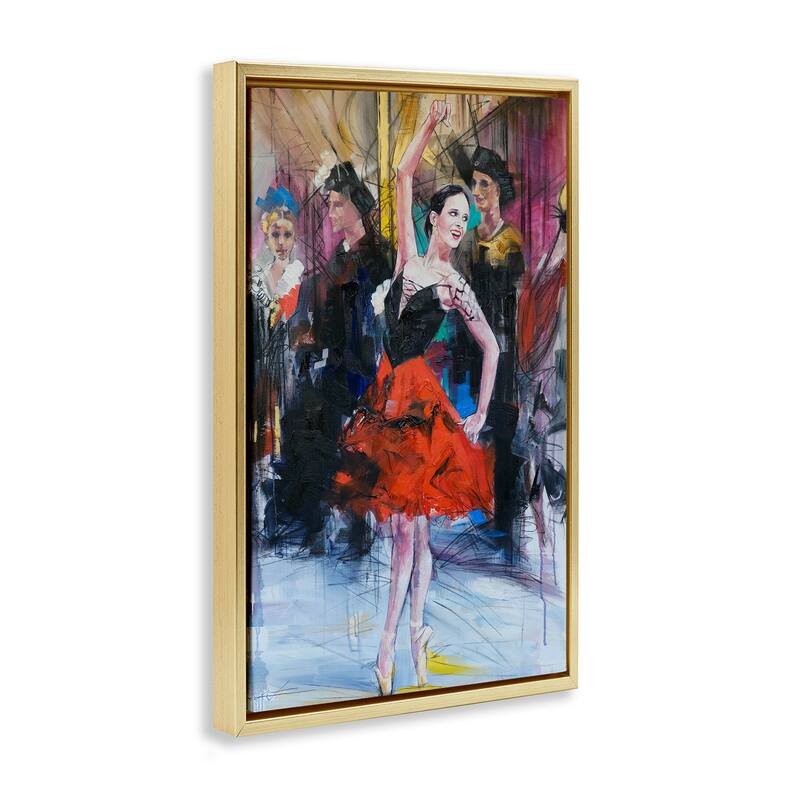 Stupell Abstract Ballerina Bold Collage Framed Floater Canvas Wall Art Design By Lucille Lee