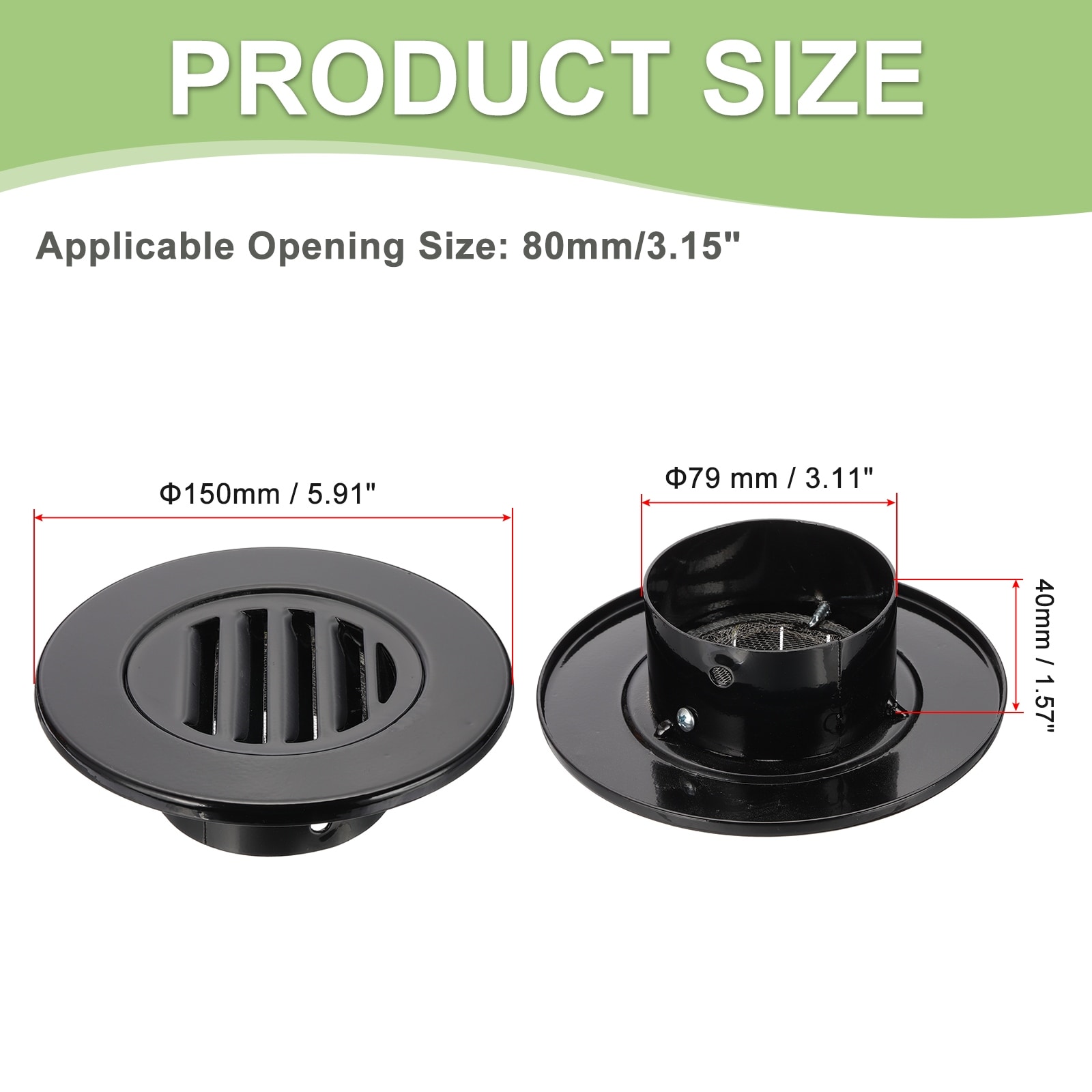 Round Soffit Vent, Aluminum Alloy Wall Vent Grille Cover Exterior Exhaust Louvered Vent with Built-in Mesh