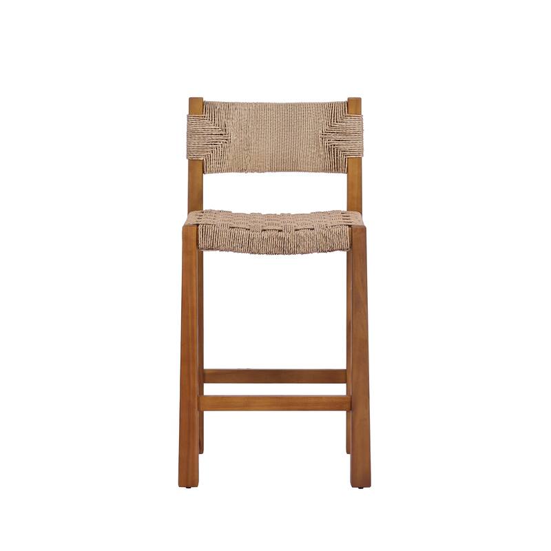 Christopher Knight Home - Modern Acacia Wood Outdoor Bar Stools with Teak Finish and Wicker Back Patio Chairs