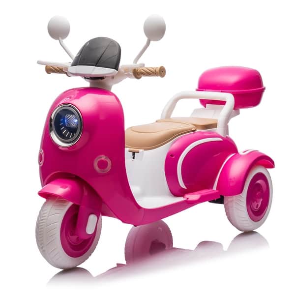 slide 2 of 20, Ride-On Car for Kids with USB, Music Player, and One-Button Start, Convertible Rear Seat Rose Red