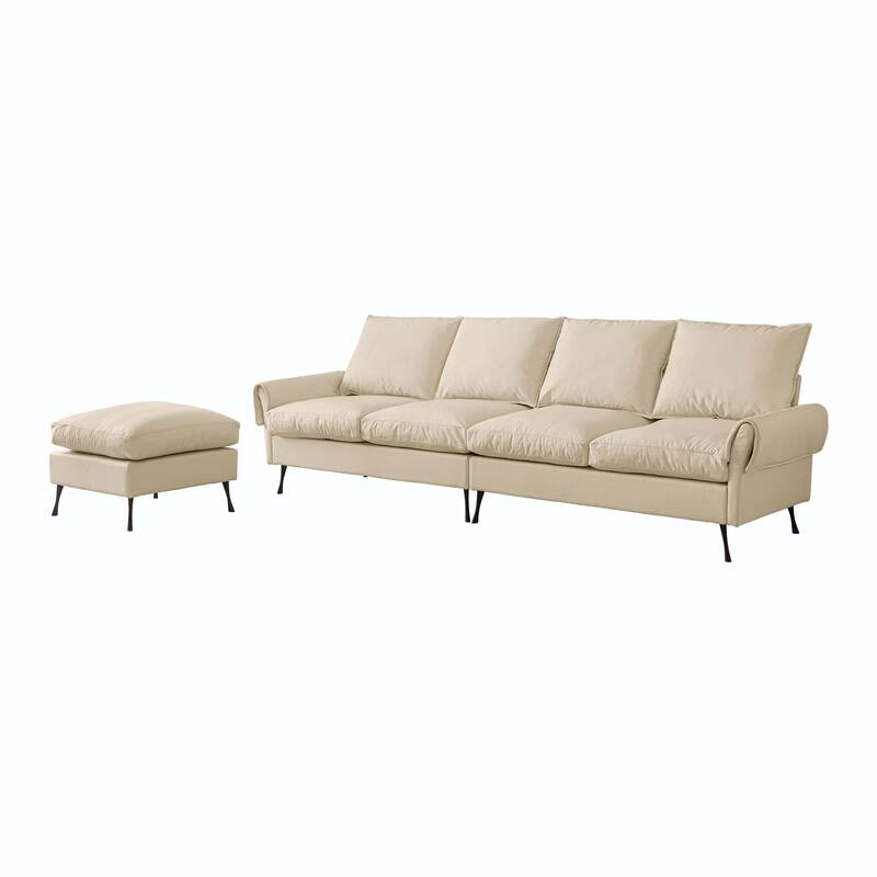 104.5"Modern Technical leather L-Shaped Sofa with Ottoman