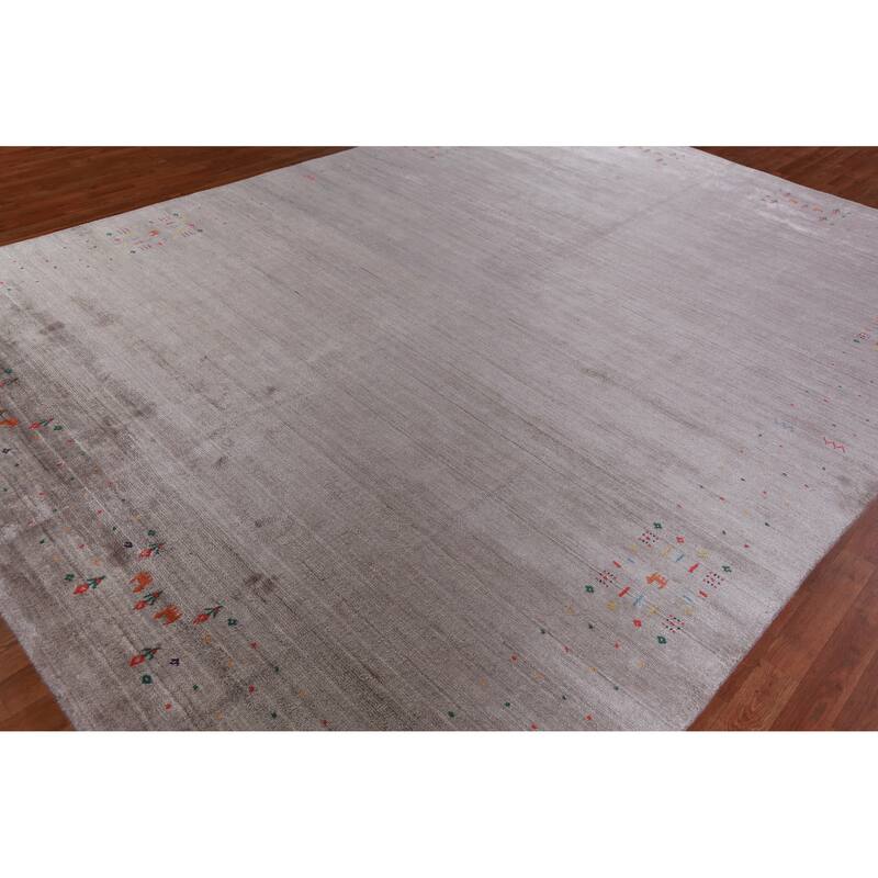 Hand Knotted Oriental 100% Wool Carpet Tribal Tribal Beige & Ivories Gabbeh Area Rug - 12' 4'' X 9' 0''