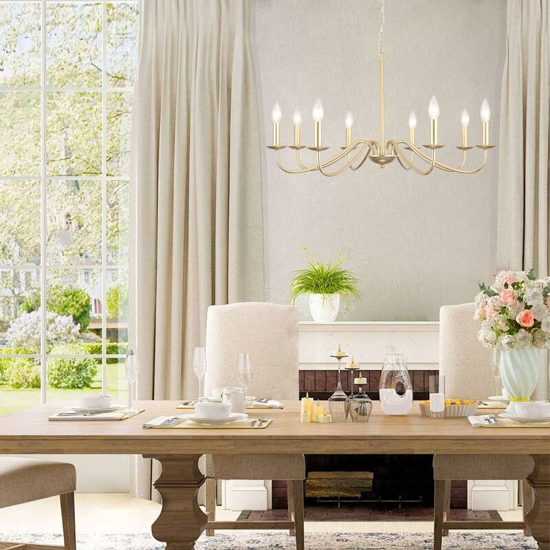 8-Light Farmhouse Candle Chandelier for Bedroom, Kitchen, Living Room and Foyer