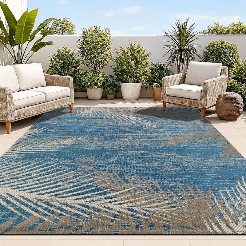 Dream Decor Rugs Samantha Coconut Creek Indoor Outdoor Area Rug - 7'6" x 10'9" - Blue/Beige