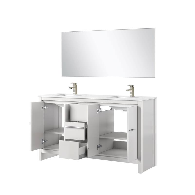 Lafarre Bath Vanity with Cultured Marble Top, Sink, Mirror and Brushed Nickel Faucet