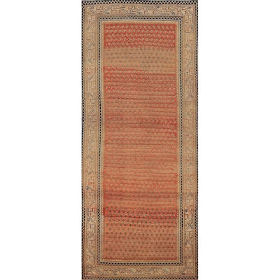 Geometric Boteh Botemir Persian Runner Rug Handmade Wool Carpet - 3'7"x 10'2"