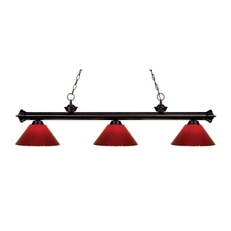 Z-Lite Riviera 3 Light 57" Wide Billiard Multi Light Pendant with Red - Bronze