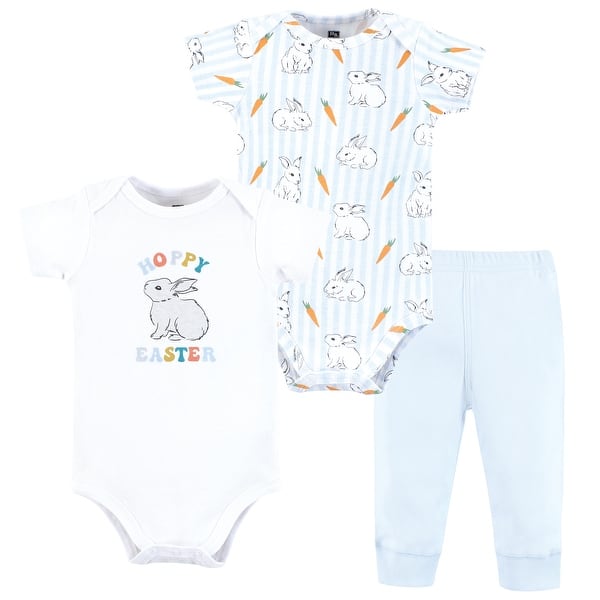 slide 1 of 1, Hudson Baby Unisex Cotton Bodysuit and Pant Set, Hoppy Easter 0-3 Months - Hoppy Easter