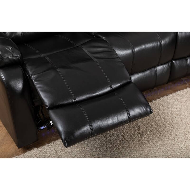 Donivi LED Faux Leather Reclining Sectional With Speakers