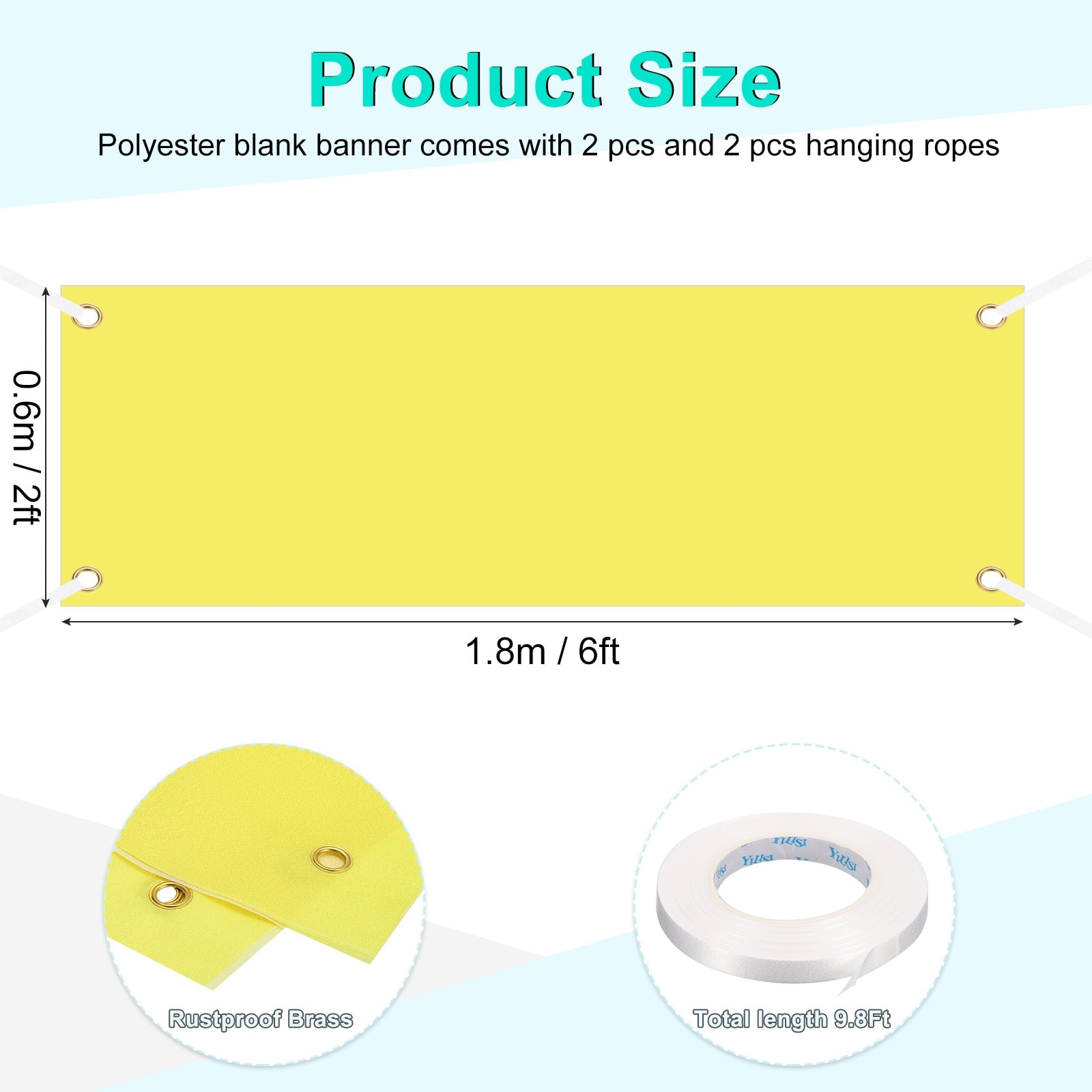 Large Black Blank Banner and Signs 2 x 4 Feet, 2 Set Sublimation Banners