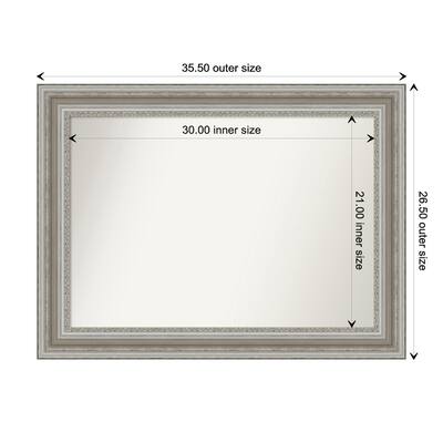 Parlor Silver Framed Non-Beveled Custom Wall Mirror, Bathroom Vanity Mirror