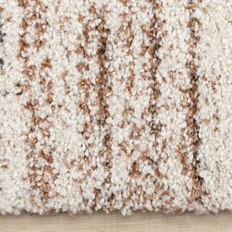 Maverick Collection - Modern White Grey Orange Plush Area Rug