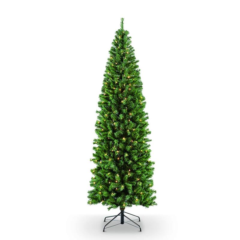 6.5' Pencil Northern Fir Artificial Christmas Tree, Clear Lights - 6.5 Foot