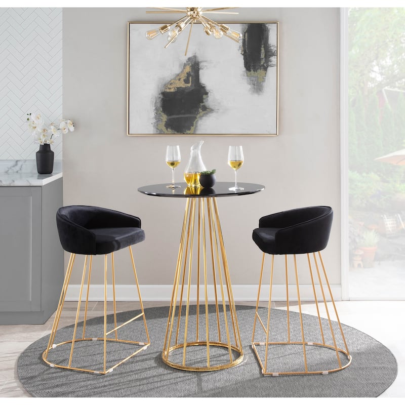 Silver Orchid Haid Velvet Upholstered Counter Stool (Set of 2)