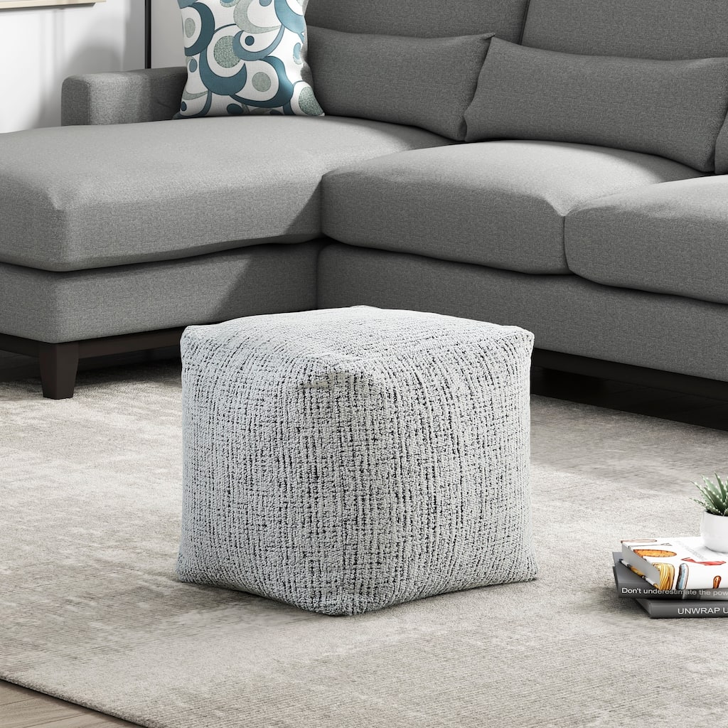 Square Pouf Chenille Fabric Upholstery Modern Ottoman, Footstool, Non-Slip Floor Pouf, Bean Bag Chair, 1pc Sitting Pouf