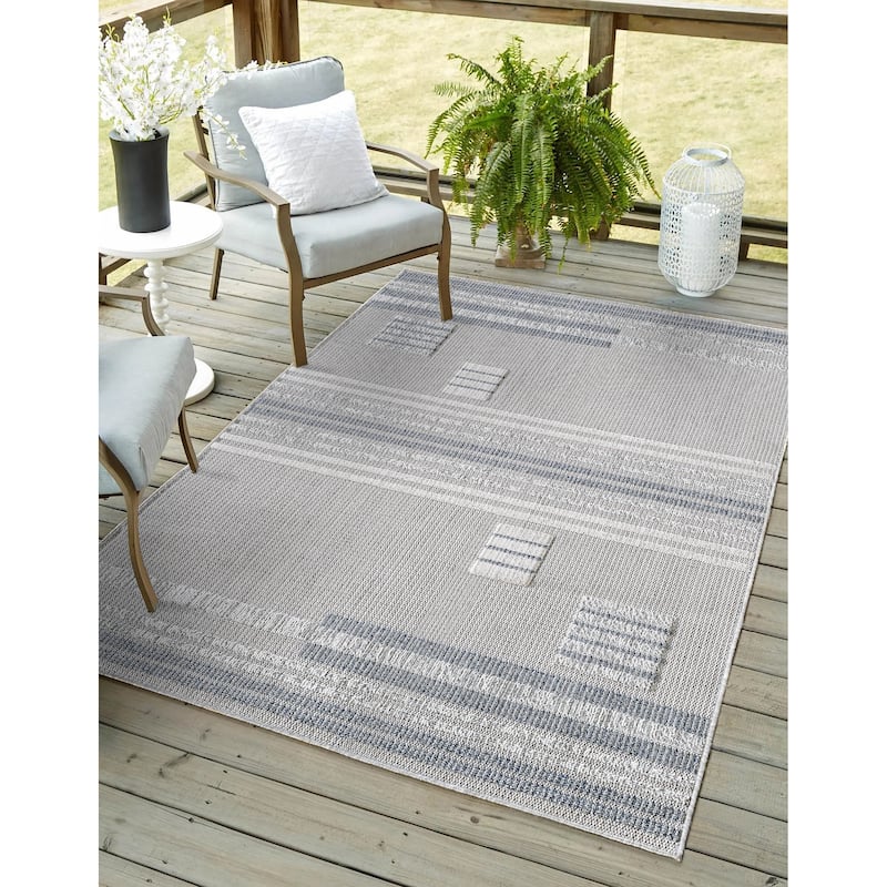 Domani Bella Casually Geometric Textured Indoor / Outdoor Area Rug