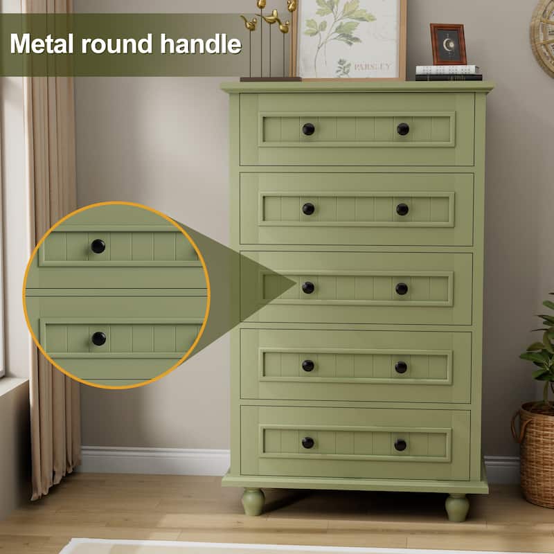 Vintage 5 Drawers Chest Classic Storage Cabinet with Metal Handle