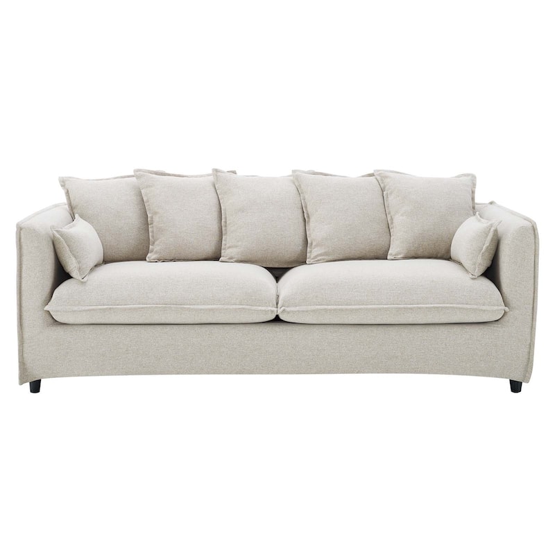 Summit Mid-century Modern Beige Fabric Upholstered Sofa